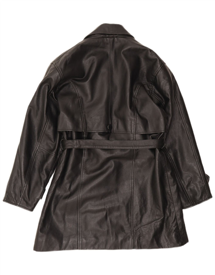 Santini Womens Leather Coat UK 14 Medium Black Leather