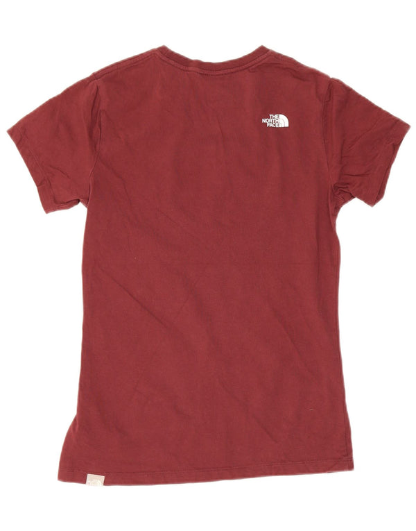 The North Face Womens Graphic T-Shirt Top UK 8 Small Burgundy Cotton
