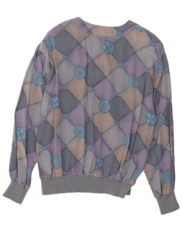 AGENDA Womens Shirt Blouse IT 42 Medium Blue Check Silk