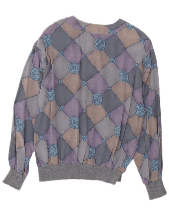 AGENDA Womens Shirt Blouse IT 42 Medium Blue Check Silk