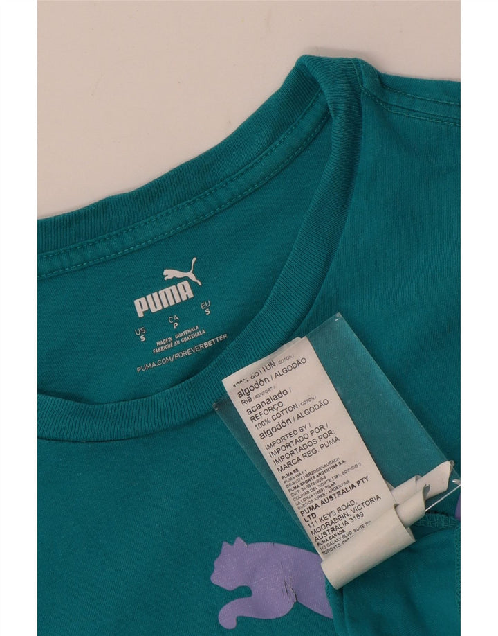 PUMA Mens Graphic T-Shirt Top Small Turquoise Cotton