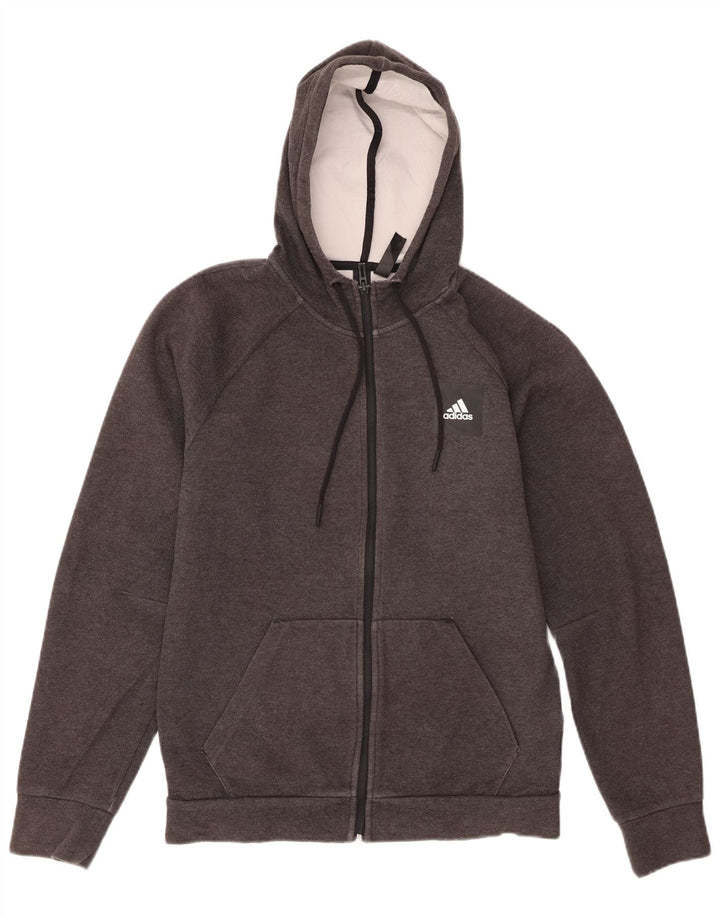 Adidas Mens Zip Hoodie Sweater Small Grey Cotton