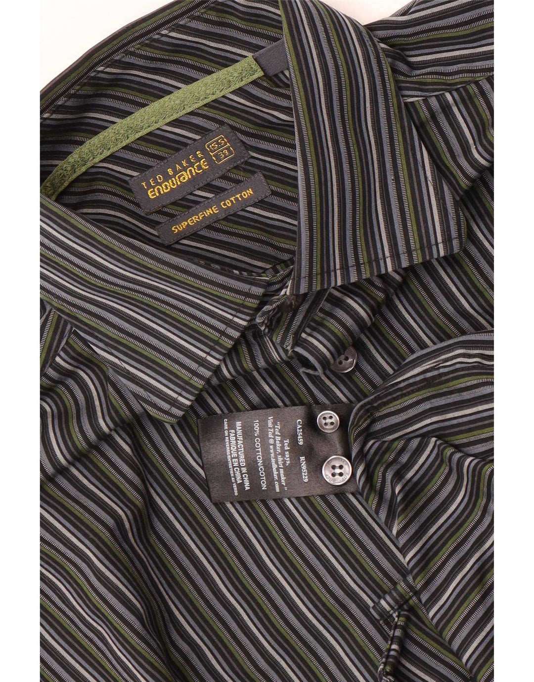 Ted Baker Mens Shirt Size 39 15 1/2 Medium Grey Pinstripe Cotton