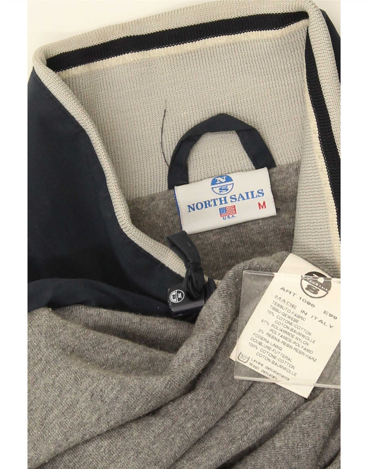 North Sails Mens Bomber Jacket UK 38 Medium Navy Blue Colourblock Cotton