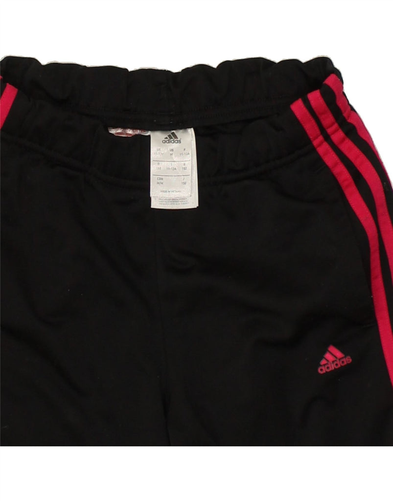 ADIDAS Girls Tracksuit Trousers Joggers 11-12 Years Black Polyester | Vintage Adidas | Thrift | Second-Hand Adidas | Used Clothing | Messina Hembry 