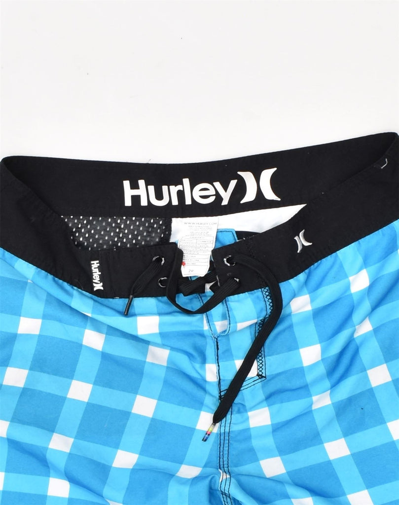 HURLEY Mens Swimming Shorts W29 Small Blue Check Polyester | Vintage Hurley | Thrift | Second-Hand Hurley | Used Clothing | Messina Hembry 