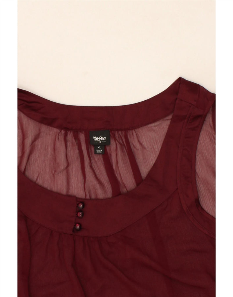 MOSSIMO Womens See Through Sleeveless Blouse Top UK 18 XL Burgundy Vintage Mossimo and Second-Hand Mossimo from Messina Hembry 