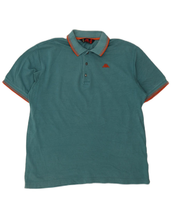 Kappa Mens Polo Shirt Large Green Striped Cotton