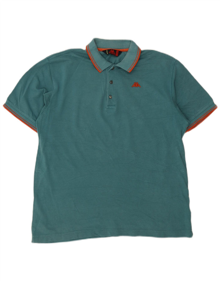 Kappa Mens Polo Shirt Large Green Striped Cotton