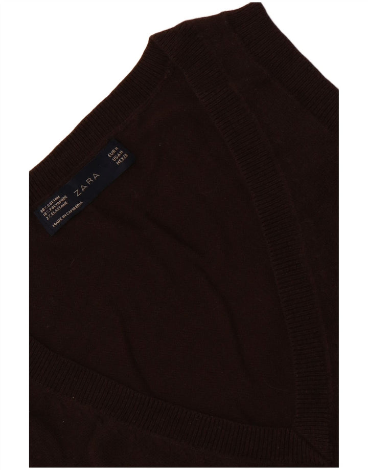 Zara Womens Vest Tank Top UK 12 Medium Brown Cotton