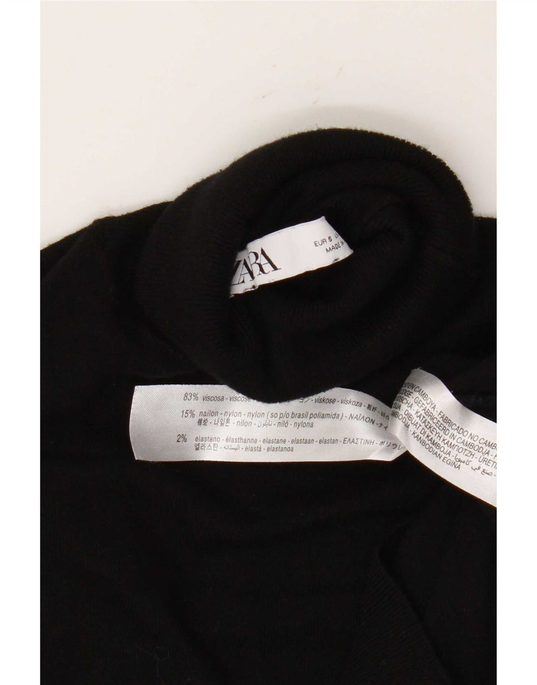 Zara Womens Roll Neck Jumper Sweater UK 10 Small Black Viscose