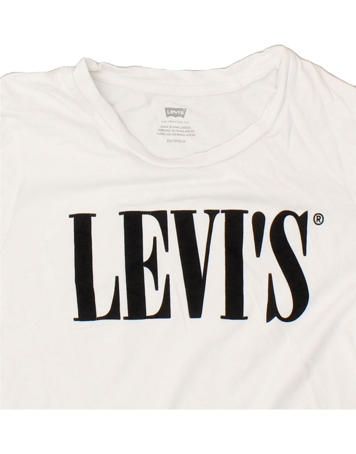 LEVI'S Womens Graphic T-Shirt Top UK 6 XS White | Vintage Levi's | Thrift | Second-Hand Levi's | Used Clothing | Messina Hembry 