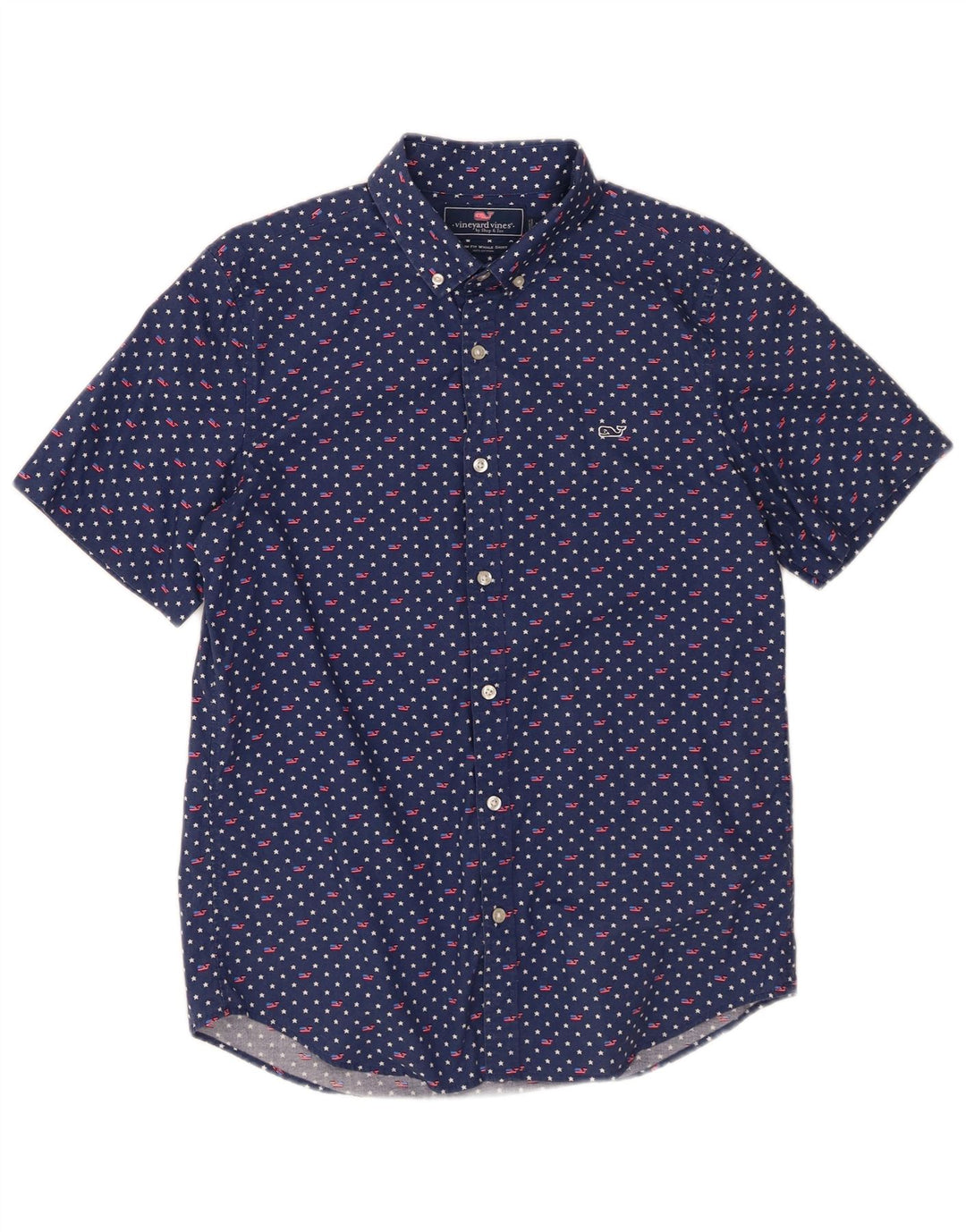 VINEYARD VINES Mens Abstract Pattern Short Sleeve Shirt Medium Navy Blue