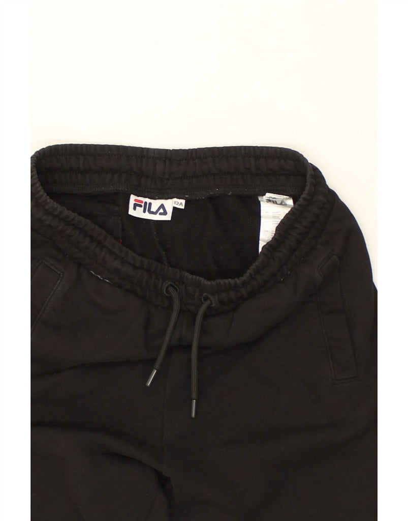 FILA Boys Graphic Tracksuit Trousers Joggers 11-12 Years Black Cotton | Vintage Fila | Thrift | Second-Hand Fila | Used Clothing | Messina Hembry 