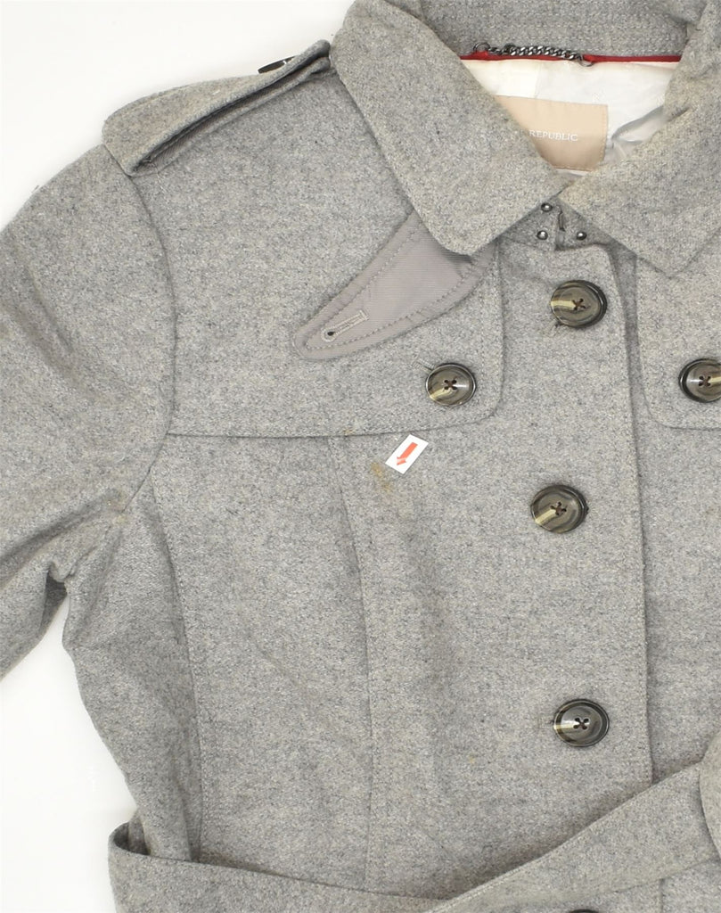 BANANA REPUBLIC Womens Military Overcoat UK 12 Medium Grey Wool | Vintage Banana Republic | Thrift | Second-Hand Banana Republic | Used Clothing | Messina Hembry 