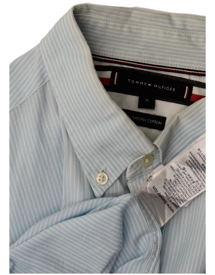 Tommy Hilfiger Mens Shirt XL Blue Pinstripe Cotton