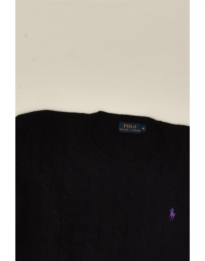 POLO RALPH LAUREN Womens Crew Neck Jumper Sweater UK 14 Medium Navy Blue | Vintage Polo Ralph Lauren | Thrift | Second-Hand Polo Ralph Lauren | Used Clothing | Messina Hembry 