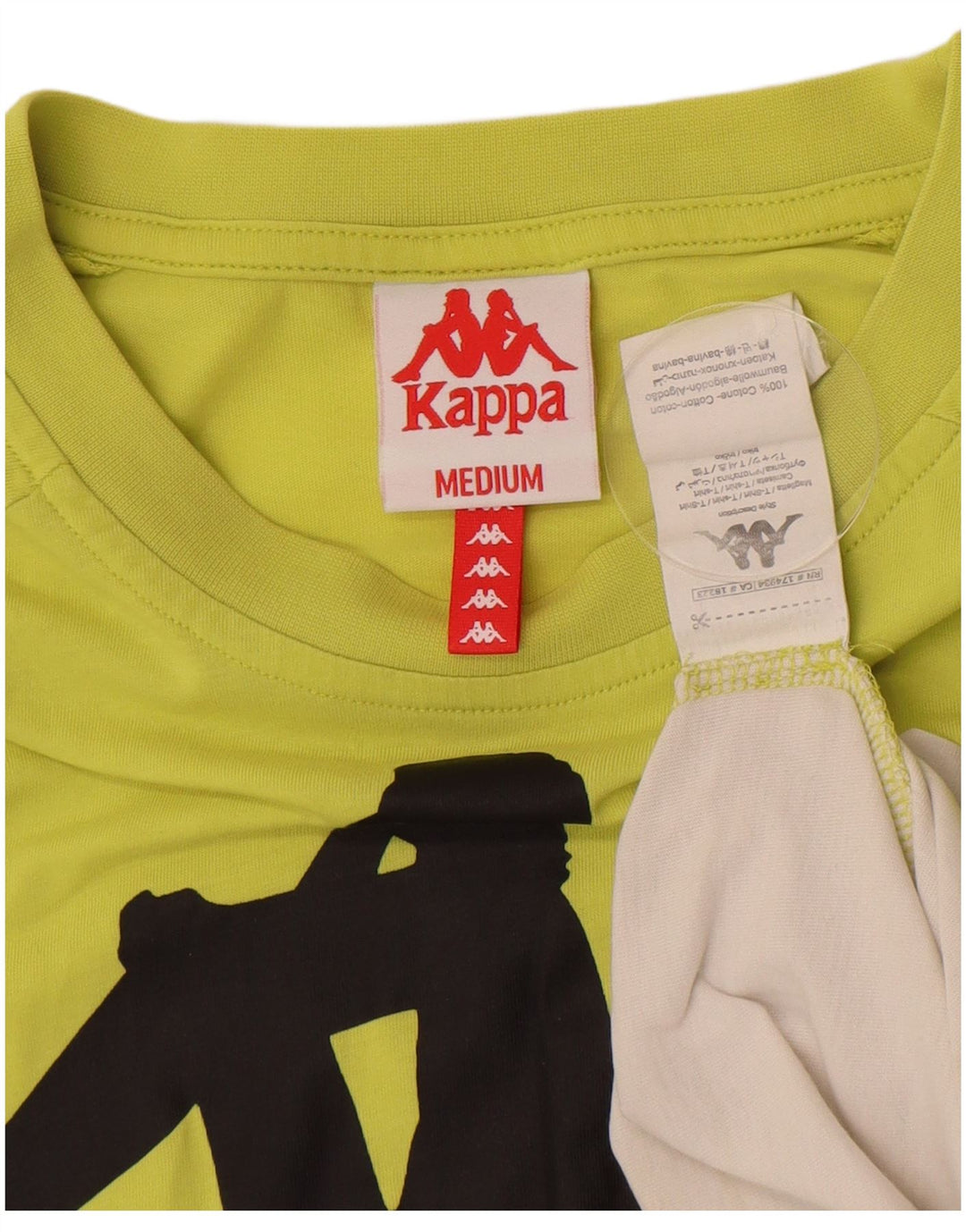 Kappa Mens Graphic T-Shirt Top Medium Green Colourblock Cotton