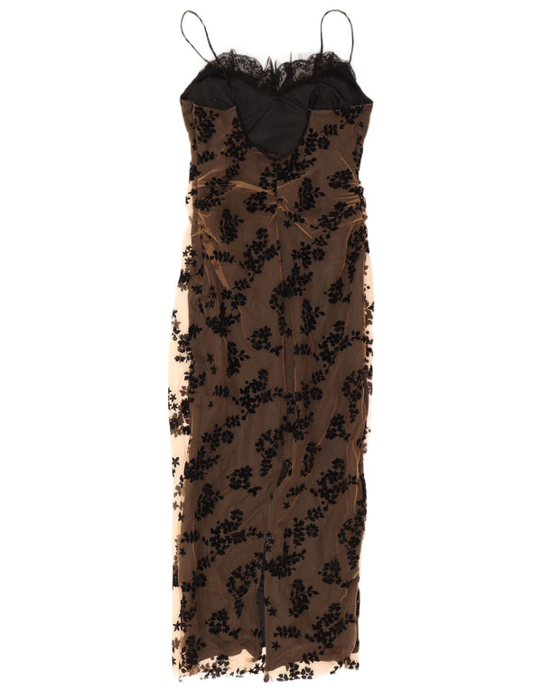 ZARA Womens Maxi Slip Dress UK 12 Medium Brown Floral
