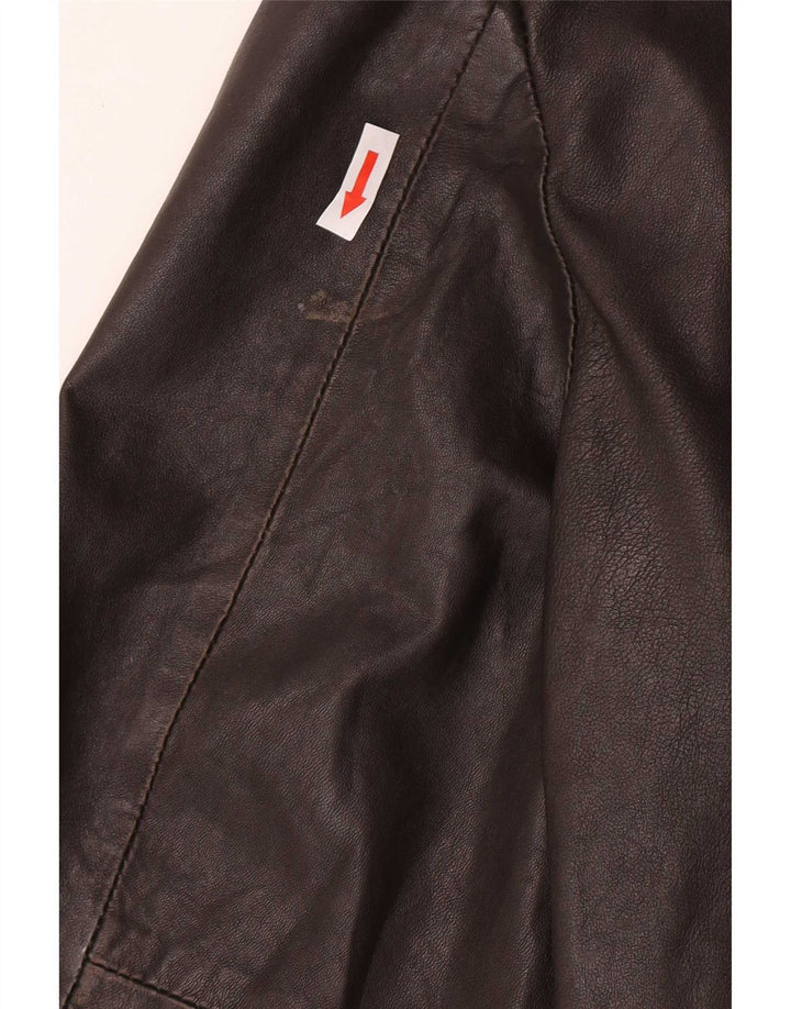 Superdry Mens Military Leather Jacket UK 42 XL Brown