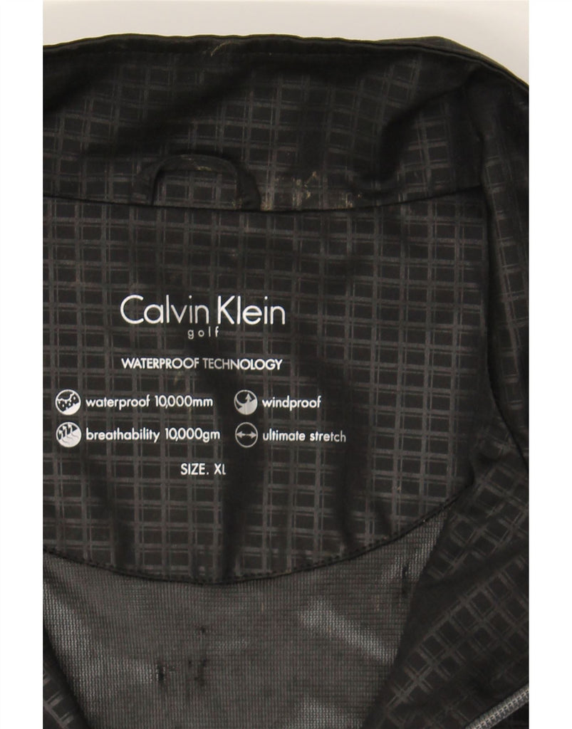 CALVIN KLEIN Mens Golf Rain Jacket UK 42 XL Black Check Polyester Vintage Calvin Klein and Second-Hand Calvin Klein from Messina Hembry 