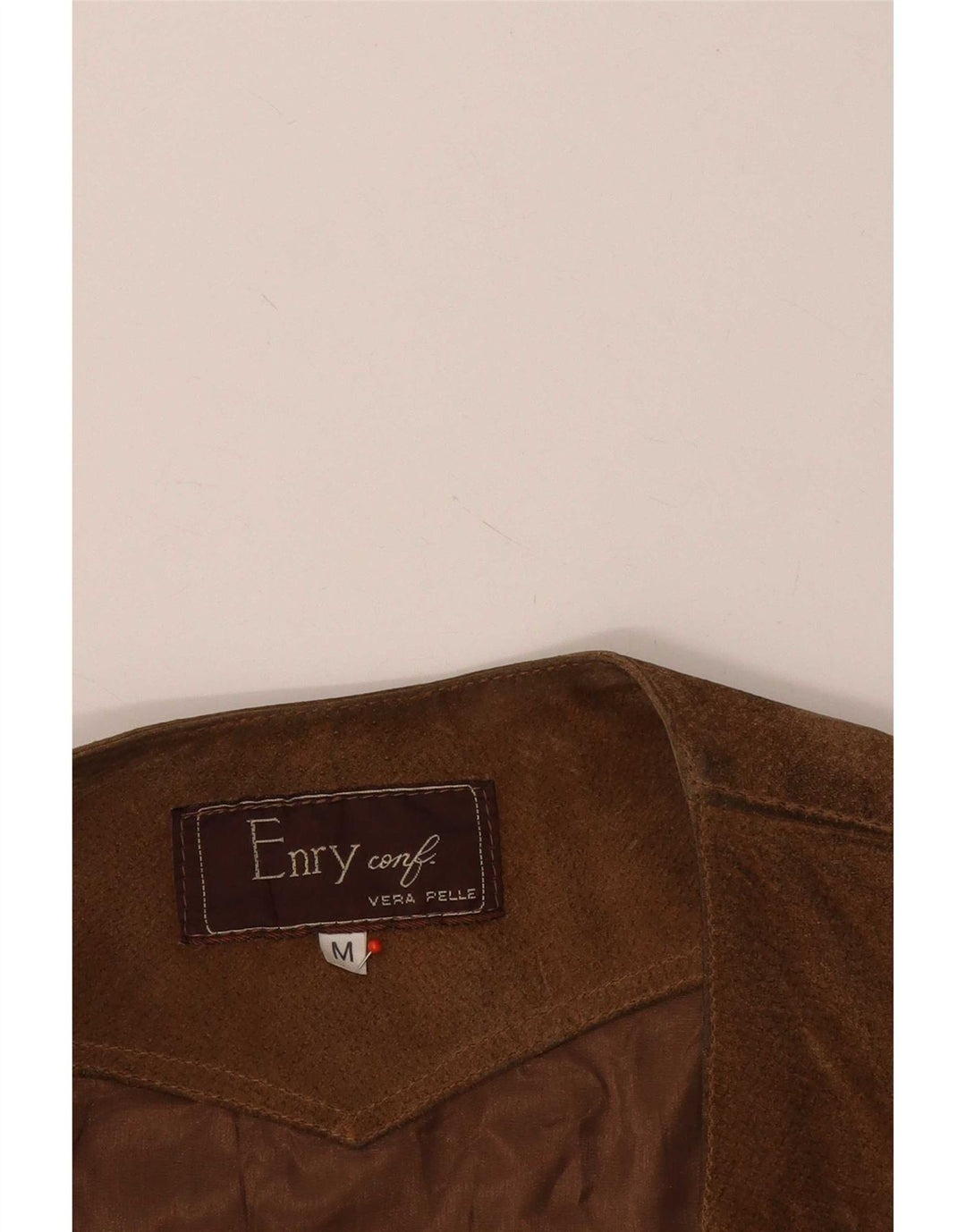 Vintage Mens Suede Utility Gilet UK 38 Medium Brown Leather