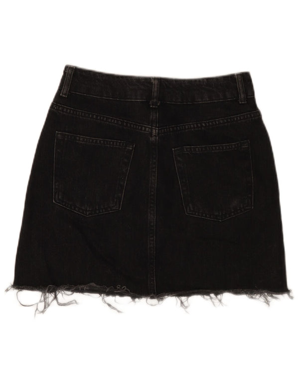 Topshop Womens Denim Skirt UK 6 XS W25 Black Cotton
