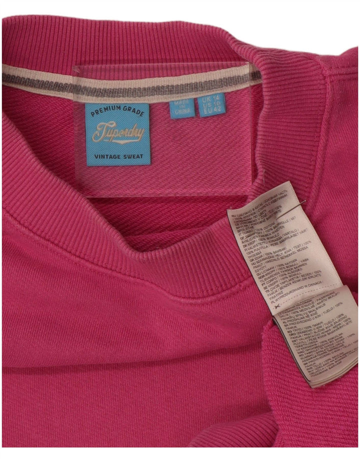 SUPERDRY Womens Oversized Sweatshirt Jumper UK 14 Large Pink Cotton