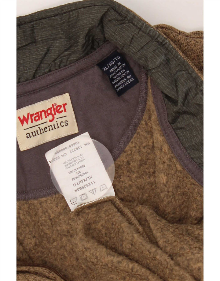 Wrangler Mens Zip Neck Sweatshirt Jumper XL Brown Flecked Polyester