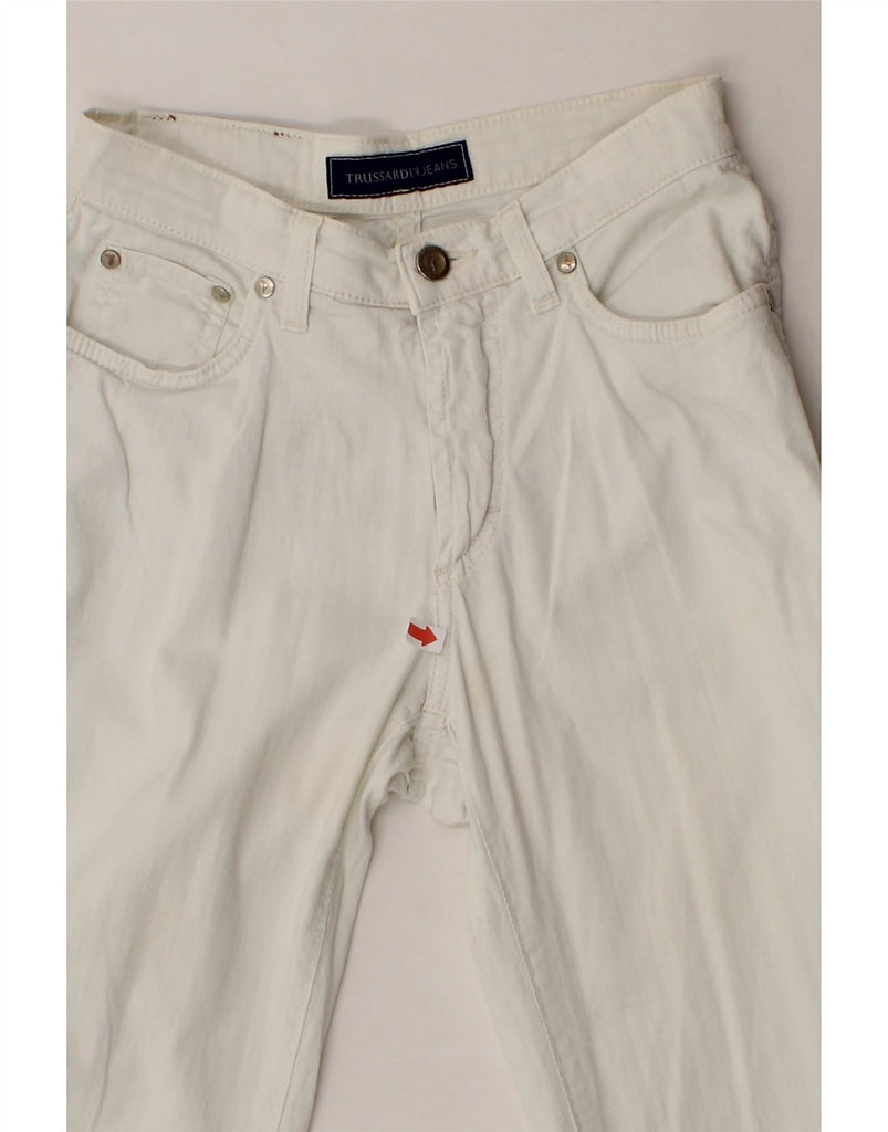 TRUSSARDI Womens Straight Jeans W25 L34 White Cotton Vintage Trussardi and Second-Hand Trussardi from Messina Hembry 