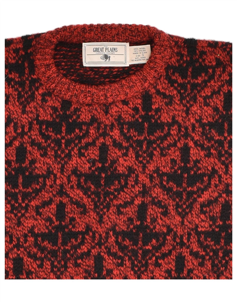 GREAT PLAINS Mens Crew Neck Jumper Sweater Small Red Argyle/Diamond Wool | Vintage Great Plains | Thrift | Second-Hand Great Plains | Used Clothing | Messina Hembry 