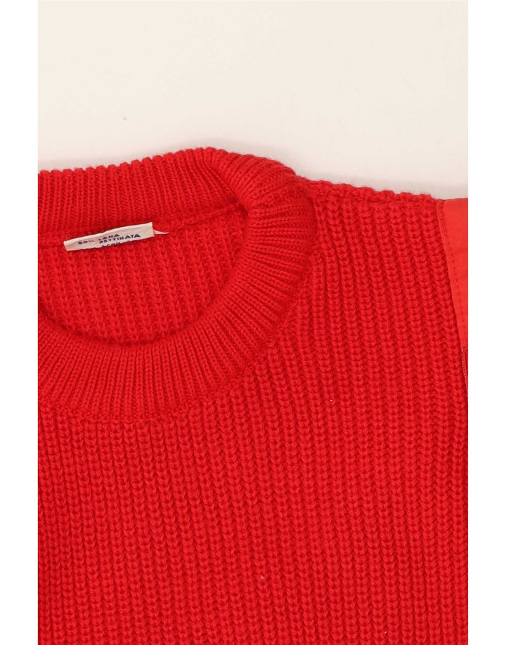 Vintage Mens Crew Neck Jumper Sweater Medium Red Wool