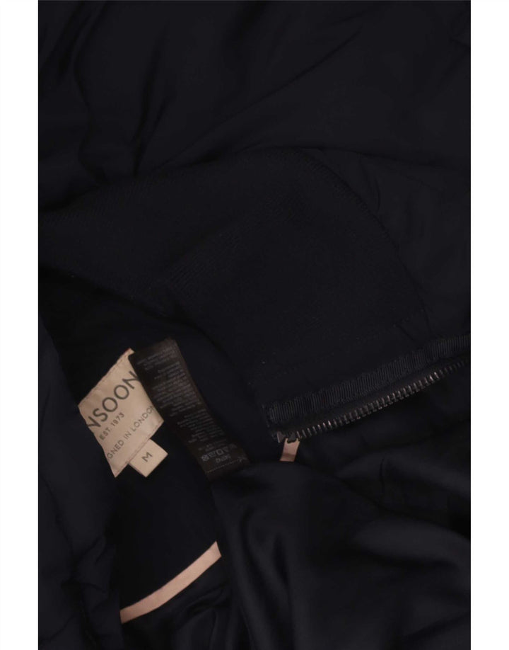 Monsoon Womens Hooded Padded Jacket UK 14 Medium Navy Blue Polyester