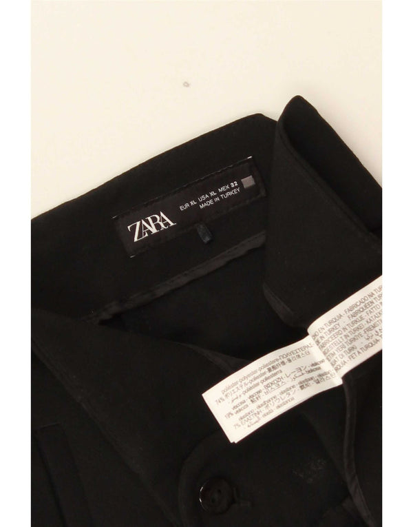 Zara Womens High Waist Tapered Chino Trousers XL W32 L32 Black Polyester
