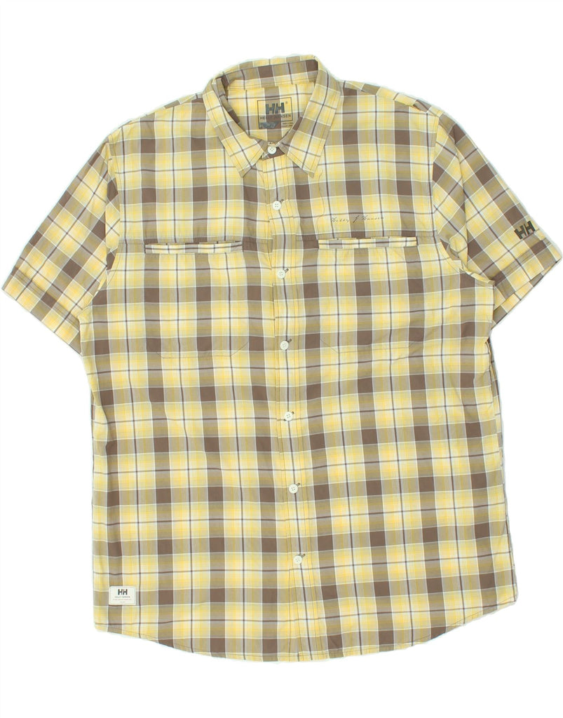 HELLY HANSEN Mens Short Sleeve Shirt XL Yellow Check Polyamide | Vintage Helly Hansen | Thrift | Second-Hand Helly Hansen | Used Clothing | Messina Hembry 