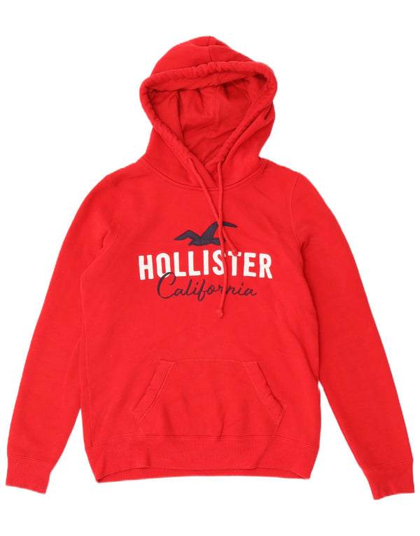 Hollister Mens Graphic Hoodie Jumper Small Red Cotton