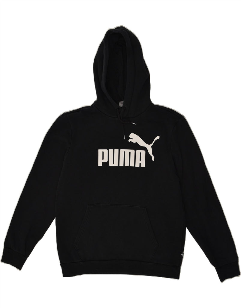 PUMA Mens Graphic Hoodie Jumper Medium Black Cotton | Vintage Puma | Thrift | Second-Hand Puma | Used Clothing | Messina Hembry 