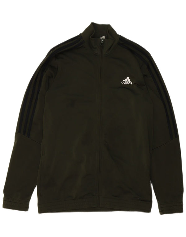 Adidas Boys Tracksuit Top Jacket 15-16 Years Green Polyester