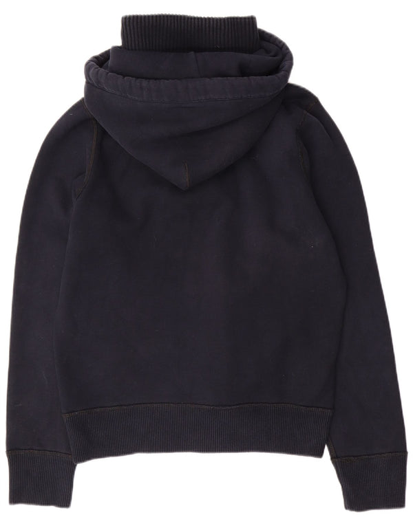 Abercrombie & Fitch Mens Button Neck Hoodie Jumper Small Navy Blue Cotton