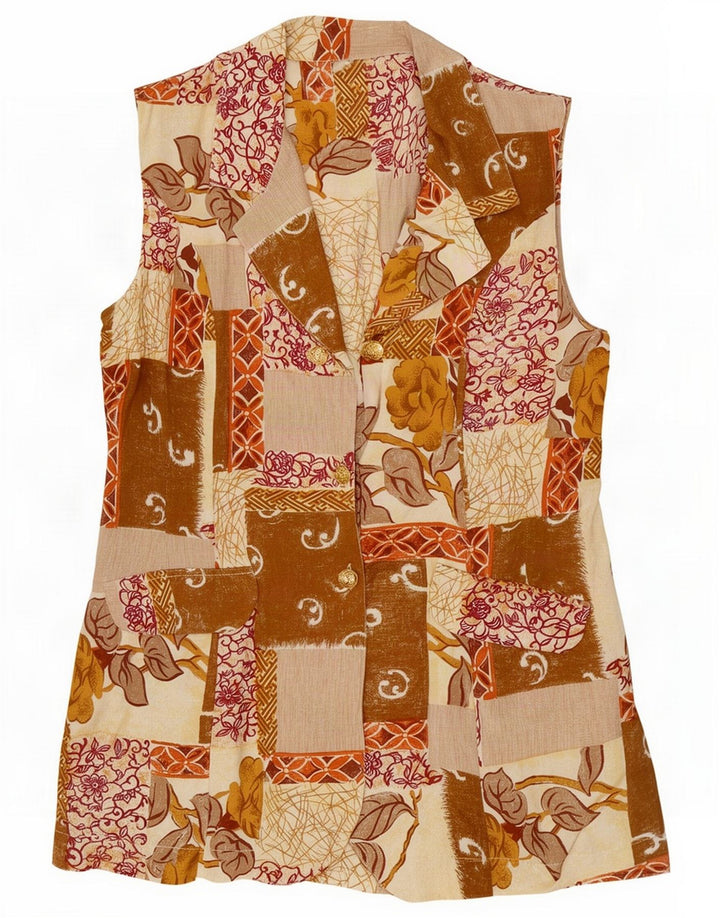 Vintage Womens Waistcoat UK 12 Medium Beige Patchwork