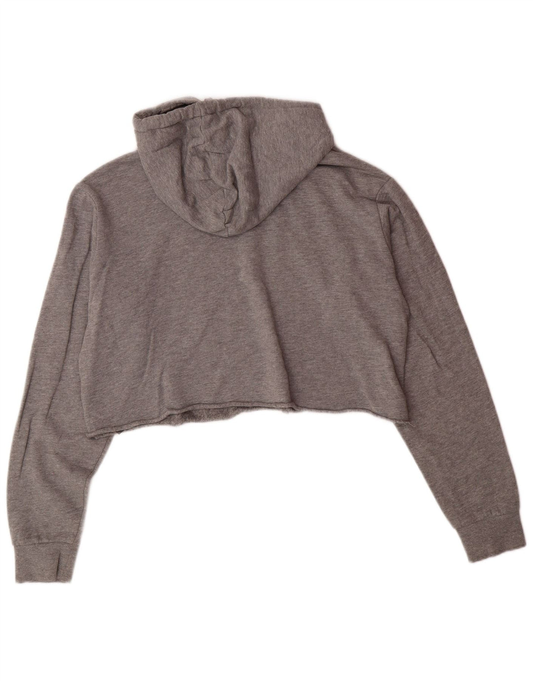 GUESS Womens Oversized Crop Hoodie Jumper UK 6 XS Grey Cotton