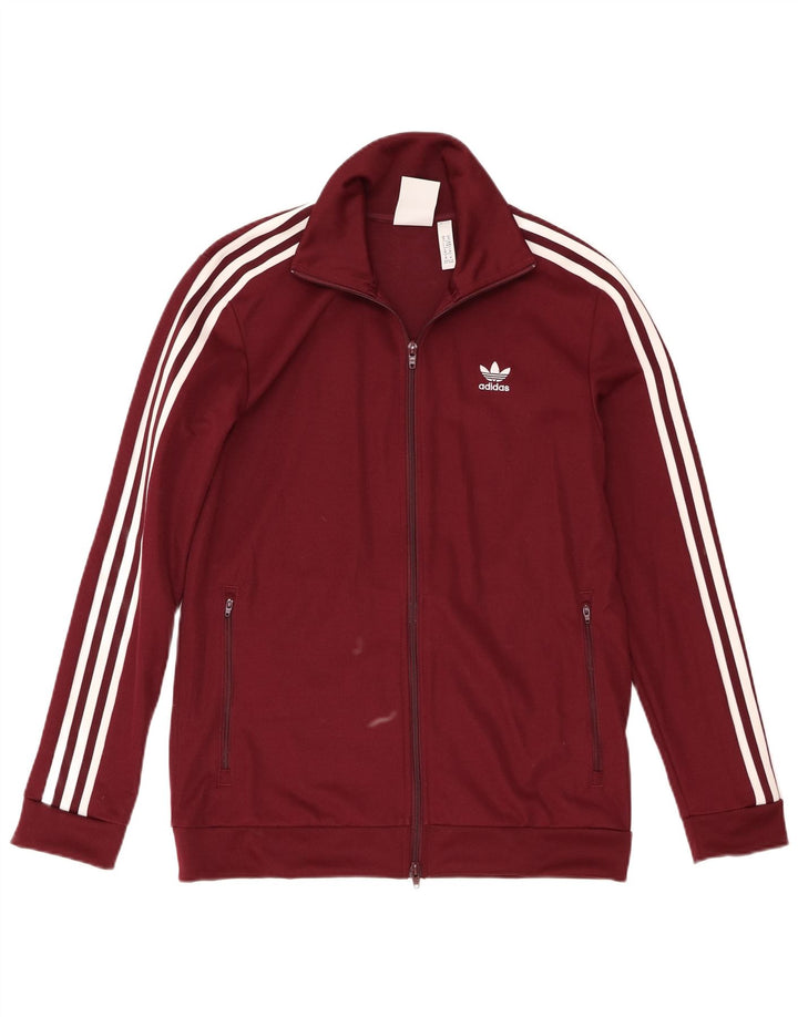 Adidas Mens Tracksuit Top Jacket Medium Burgundy Cotton