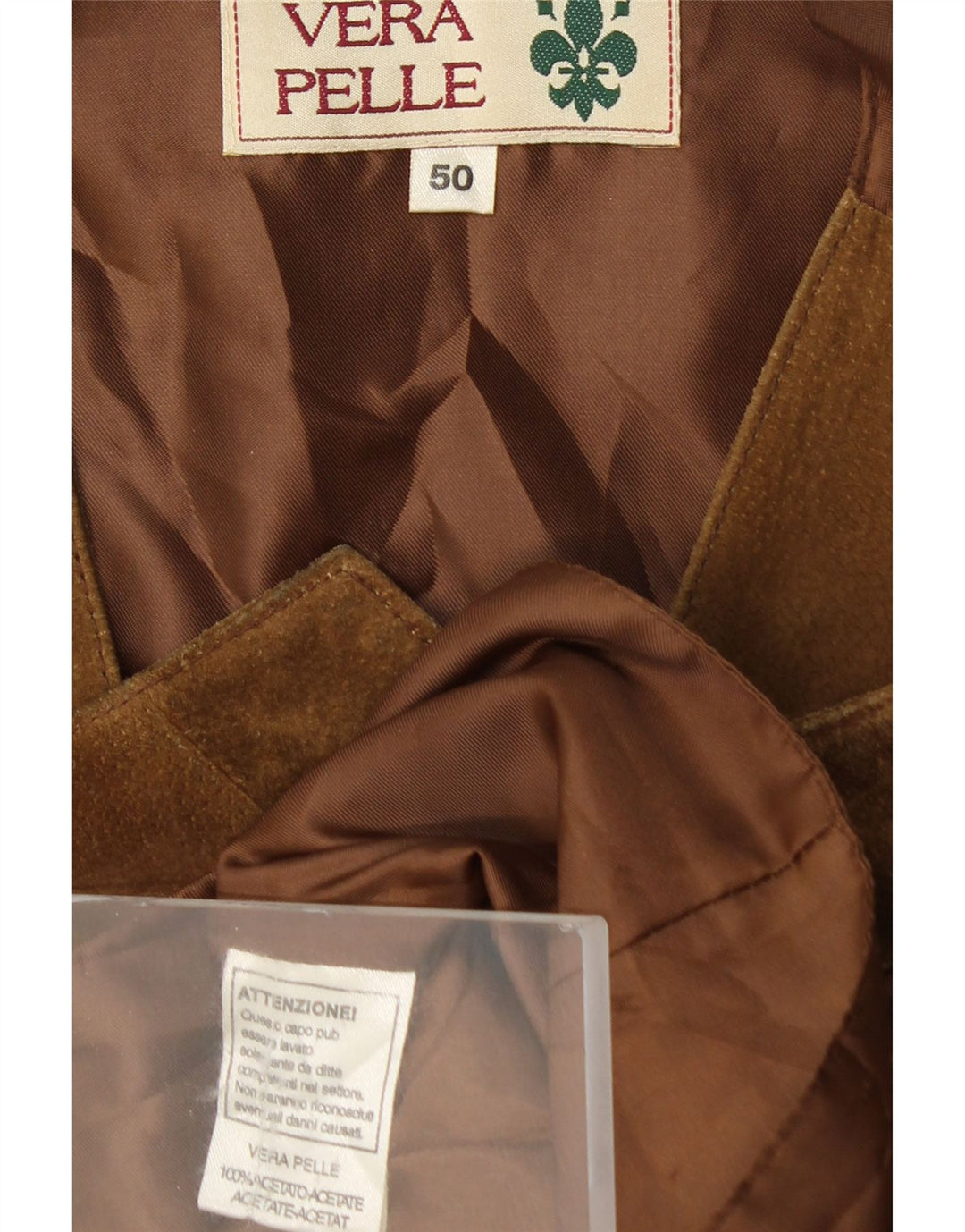 VINTAGE Mens Suede Waistcoat IT 50 Medium Brown Leather