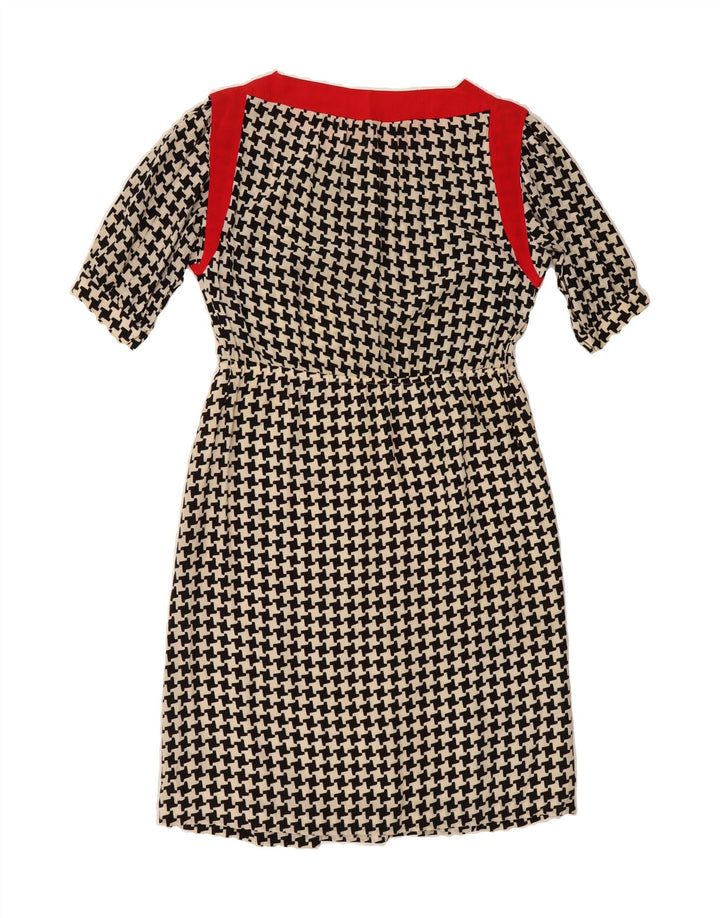 VINTAGE Womens Sheath Dress UK 14 Large Black Houndstooth Vintage Vintage and Second-Hand Vintage from Messina Hembry 