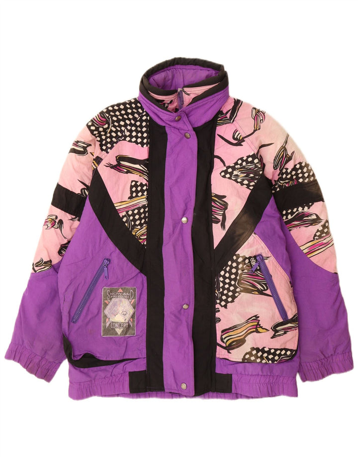 Etirel Womens Oversized Ski Jacket UK 10 Small  Purple Geometric Nylon