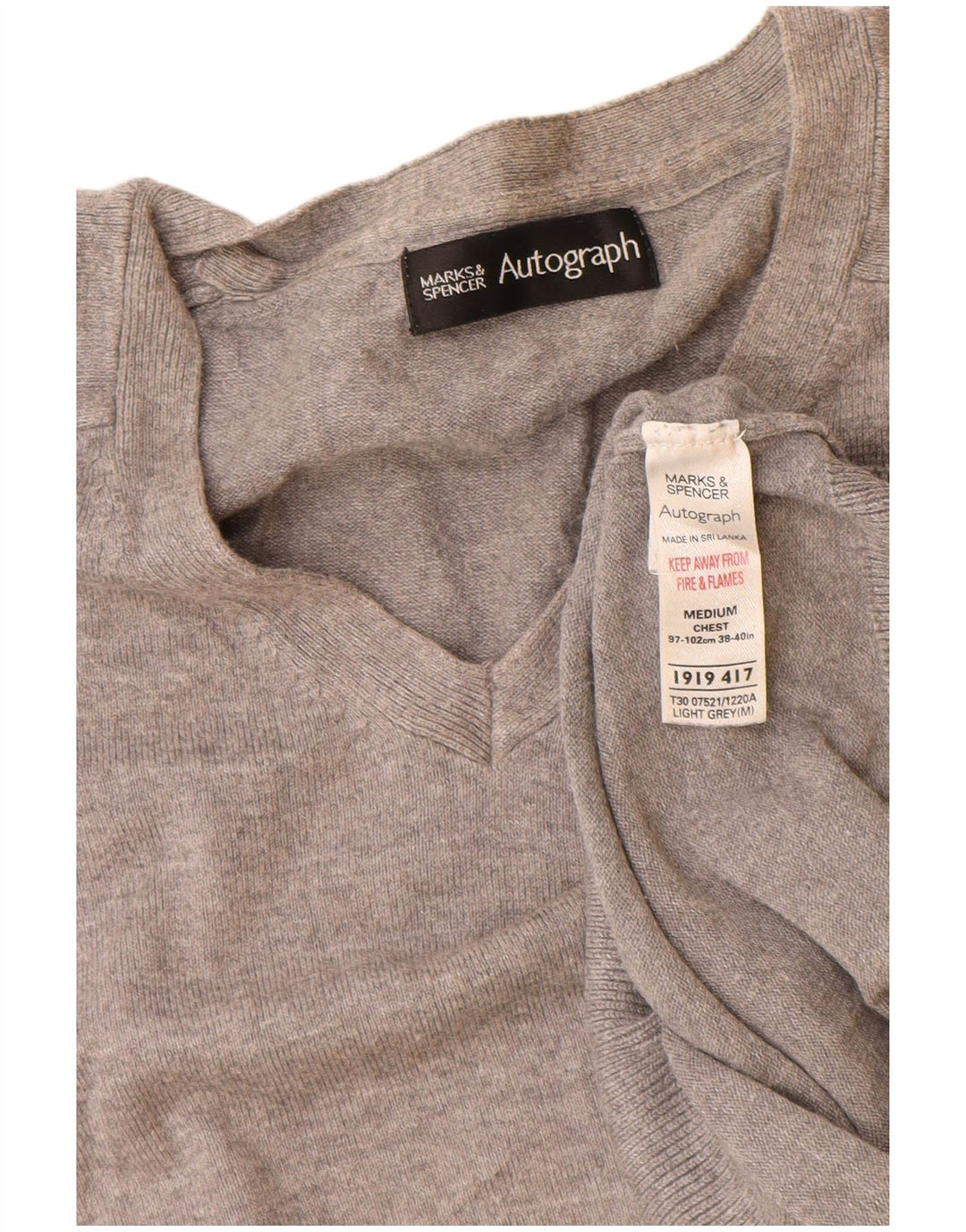 Marks & Spencer Womens Autograph V-Neck Jumper Sweater UK 14 Medium Grey