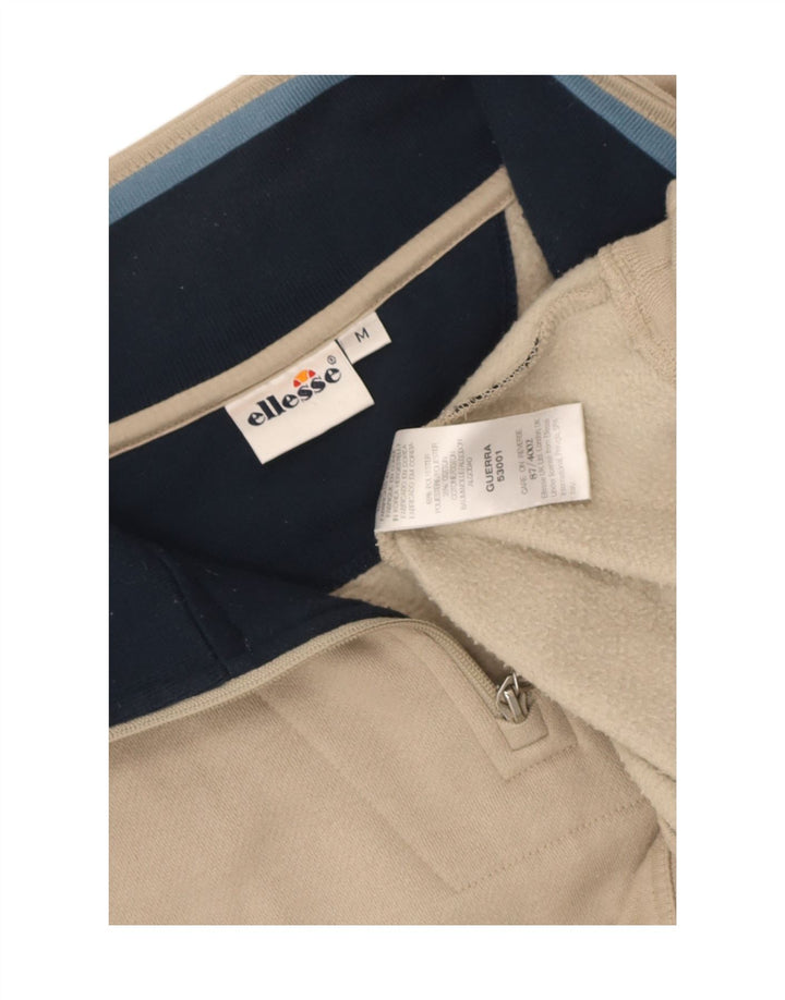Ellesse Mens Zip Neck Sweatshirt Jumper Medium Beige Polyester