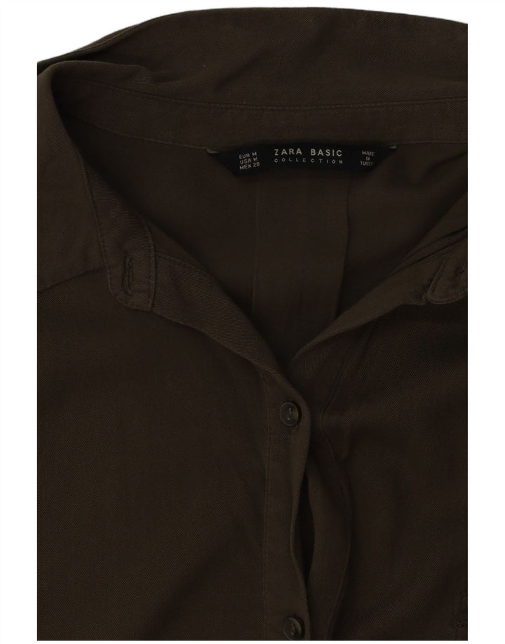 Zara Womens Oversized Short Sleeves Shirt Dress UK 14 Medium Khaki
