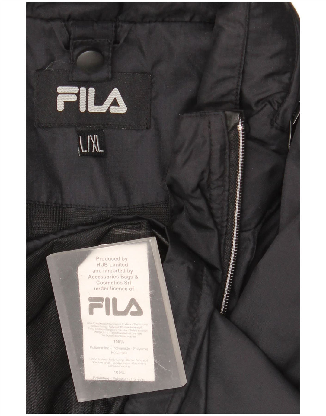 Fila Mens Hooded Windbreaker Jacket UK 40 Large Black Polyamide