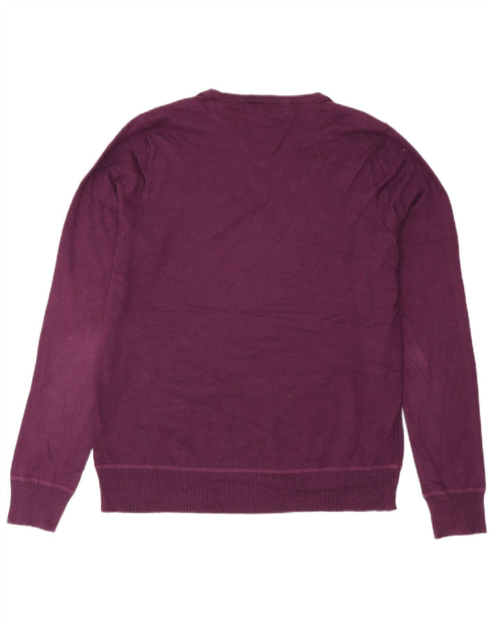 Zara Mens V-Neck Jumper Sweater Large Purple